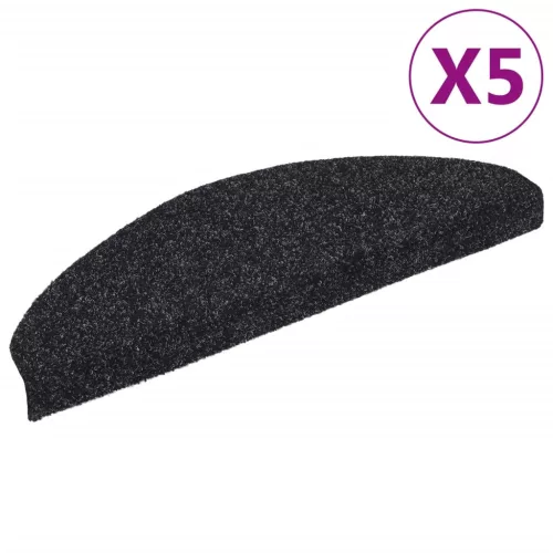5 db öntapadós lépcsőszőnyeg 65 x 21 x 4 cm fekete, nagy félkör alakú