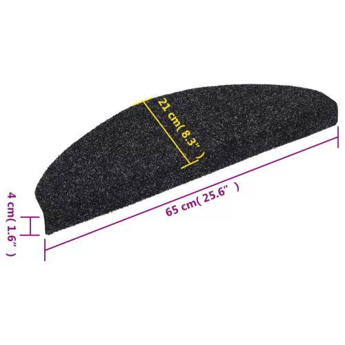 10 db öntapadós lépcsőszőnyeg 65 x 21 x 4 cm fekete, nagy félkör alakú