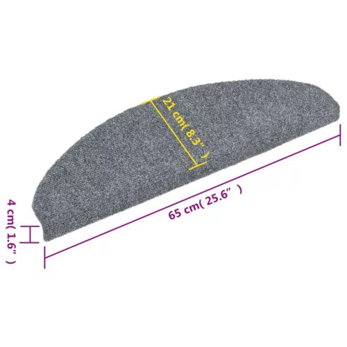 5 db öntapadós lépcsőszőnyeg 65 x 21 x 4 cm világosszürke félkör alakú nagy