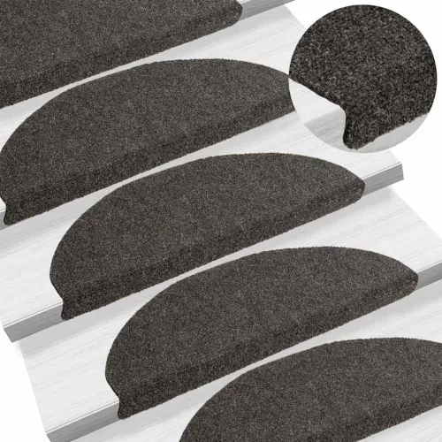 5 db öntapadós lépcsőszőnyeg 65 x 21 x 4 cm antracitszürke félkör alakú nagyméretű