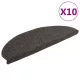 10 db öntapadós lépcsőszőnyeg 65 x 21 x 4 cm antracitszürke félkör alakú nagyméretű