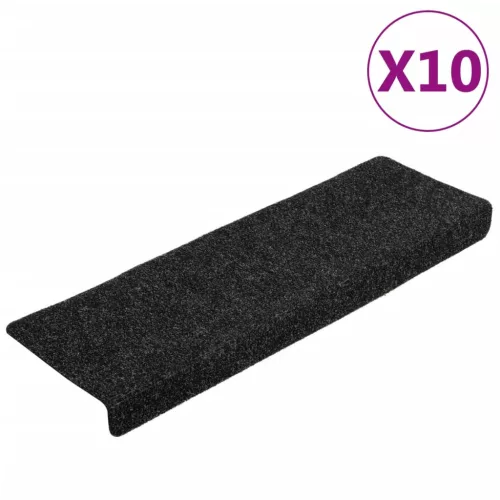 10 db öntapadós lépcsőszőnyeg, 65 x 21 x 4 cm, fekete, téglalap alakú széllel