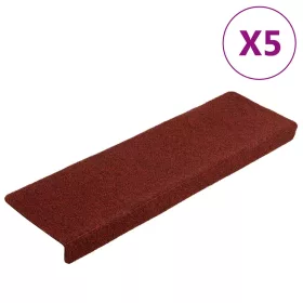   5 db öntapadós lépcsőszőnyeg 65 x 21 x 4 cm bordói piros téglalap alakú széllel