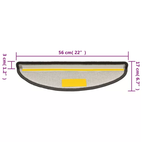 10 db sötétszürke félkör alakú lépcsőszőnyeg 56 x 17 x 3 cm