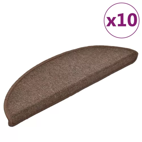 10 db lépcsőszőnyeg 56 x 17 x 3 cm kávébarna félkör alakú lépcsőszőnyeg