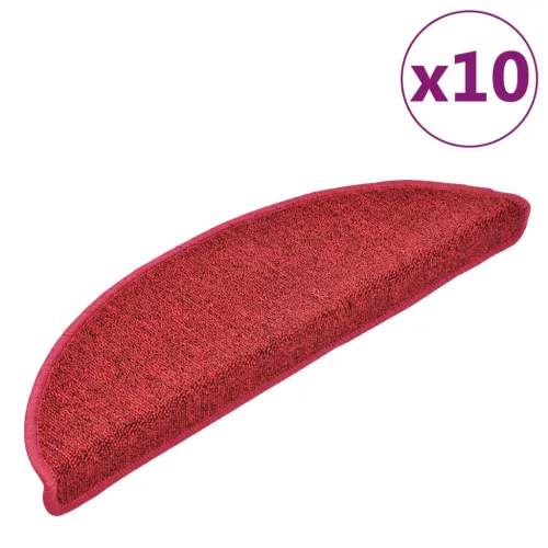 10 db lépcsőszőnyeg 56 x 17 x 3 cm piros félkör alakú