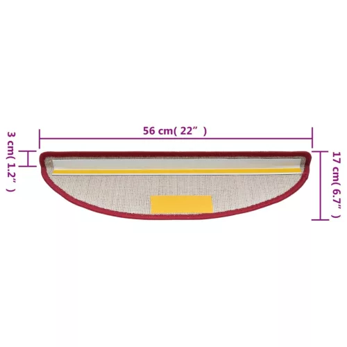 10 db lépcsőszőnyeg 56 x 17 x 3 cm piros félkör alakú