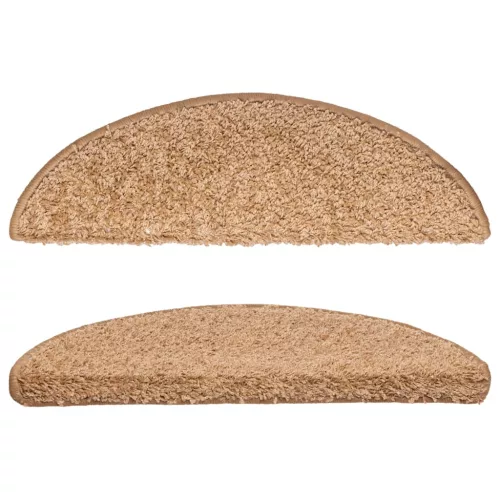 10 db bézs színű, félkör alakú lépcsőszőnyeg 56 x 17 x 3 cm