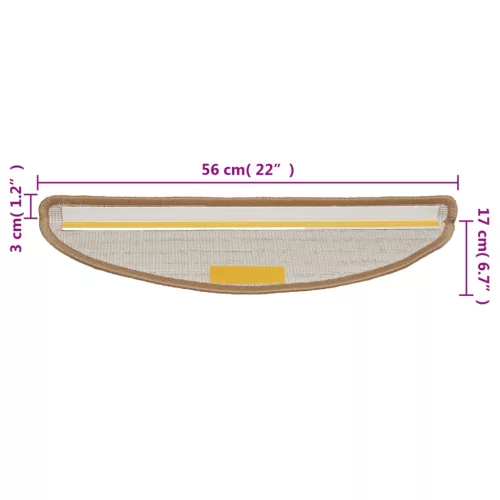 10 db bézs színű, félkör alakú lépcsőszőnyeg 56 x 17 x 3 cm