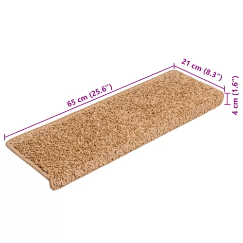 10 db lépcsőszőnyeg 65 x 21 x 4 cm bézs téglalap alakú széllel