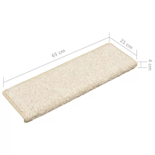 10 db fehér lépcsőszőnyeg, téglalap alakú széllel, 65 x 21 x 4 cm