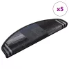 5 db fekete és szürke öntapadó lépcsőszőnyeg 65x21x4 cm
