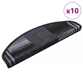   10 db fekete és szürke öntapadó lépcsőszőnyeg 65x21x4 cm