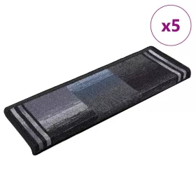   5 db fekete és szürke öntapadó lépcsőszőnyeg 65x21x4 cm