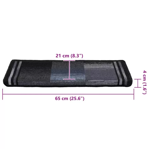 5 db fekete és szürke öntapadó lépcsőszőnyeg 65x21x4 cm