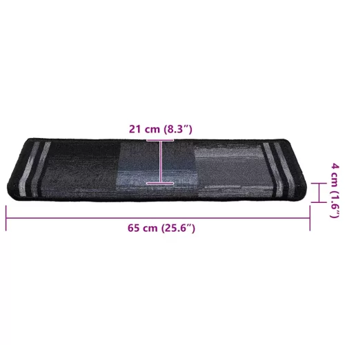 10 db fekete és szürke öntapadó lépcsőszőnyeg 65x21x4 cm