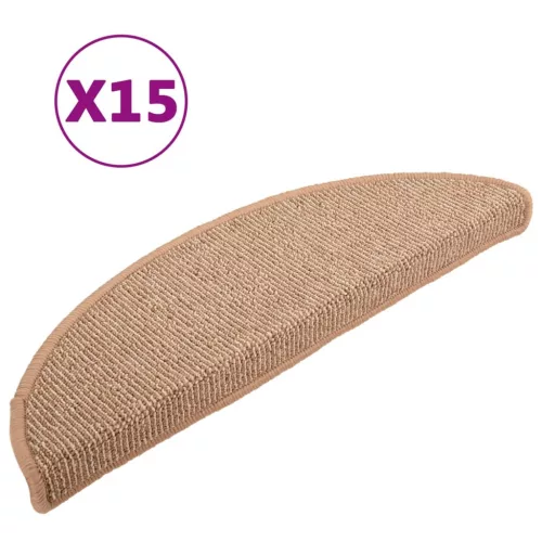15 db világosbarna félkör alakú lépcsőszőnyeg 56 x 17 x 3 cm