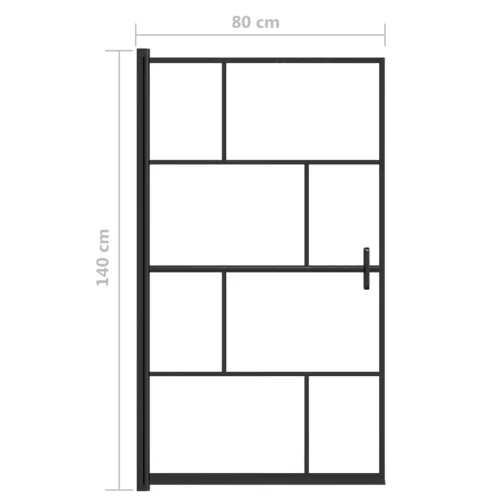 Fekete ESG zuhanykabin 80 x 140 cm