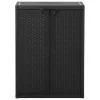Fekete PP rattan kerti tárolószekrény 65 x 45 x 88 cm