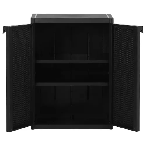 Fekete PP rattan kerti tárolószekrény 65 x 45 x 88 cm