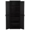 Fekete PP rattan kerti tárolószekrény 65 x 45 x 172 cm