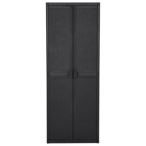 Fekete PP rattan kerti tárolószekrény 65 x 45 x 172 cm