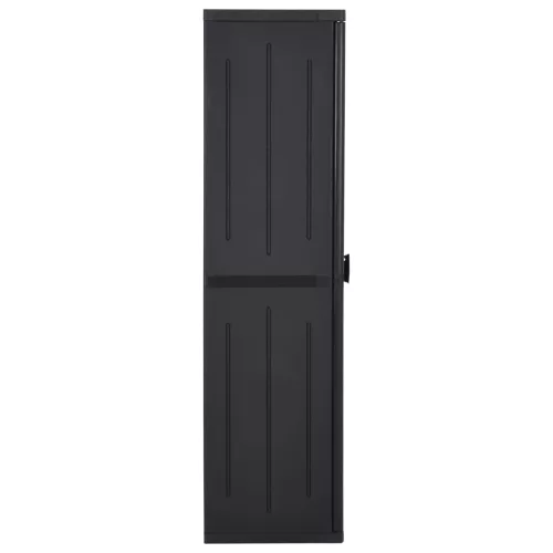 Fekete PP rattan kerti tárolószekrény 65 x 45 x 172 cm