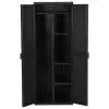 Fekete PP rattan kerti tárolószekrény 65 x 45 x 172 cm
