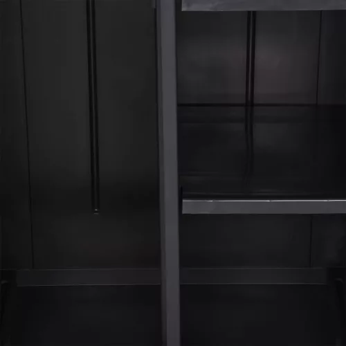 Fekete PP rattan kerti tárolószekrény 65 x 45 x 172 cm