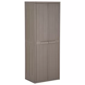 Barna PP fahatású kerti tárolószekrény 65 x 45 x 172 cm