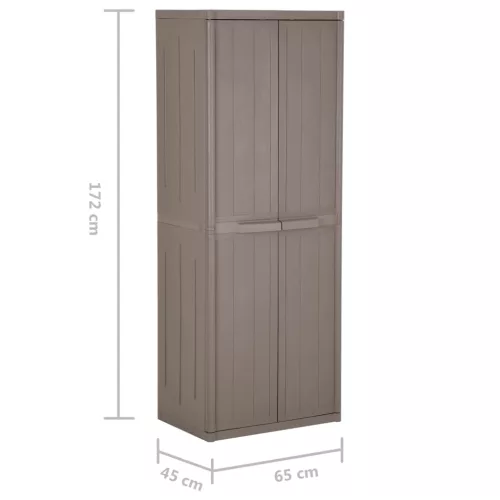 Barna PP fahatású kerti tárolószekrény 65 x 45 x 172 cm