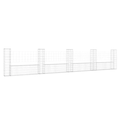 U-alakú vas gabionkosár 5 oszloppal 500 x 20 x 100 cm