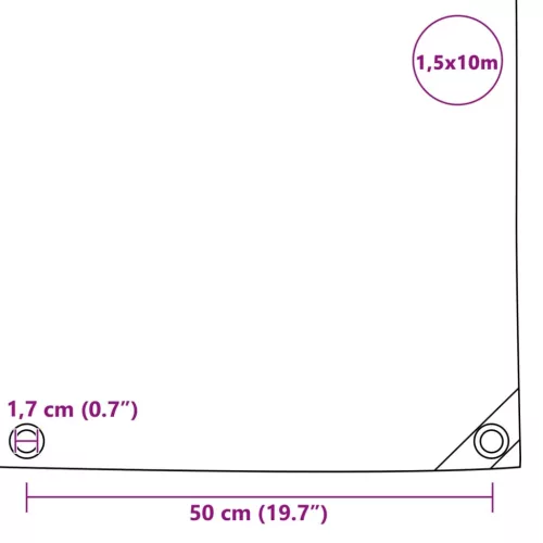 Fekete takaróponyva 650 g/m² 1,5 x 10 m