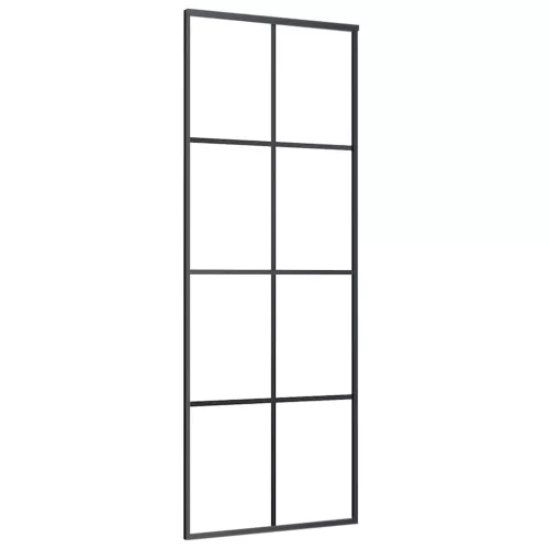 Fekete ESG üveg és alumínium tolóajtó 76 x 205 cm