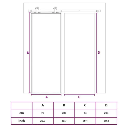 Fekete ESG üveg és alumínium tolóajtó 76 x 205 cm