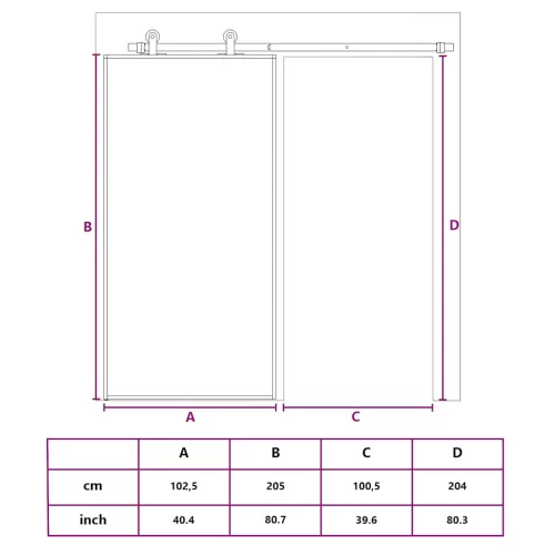 Fekete ESG üveg és alumínium tolóajtó 102,5 x 205 cm