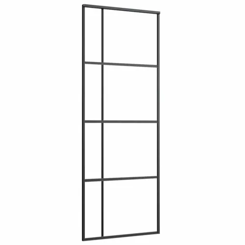Fekete matt ESG üveg és alumínium tolóajtó 76x205 cm