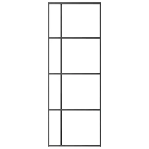 Fekete matt ESG üveg és alumínium tolóajtó 76x205 cm