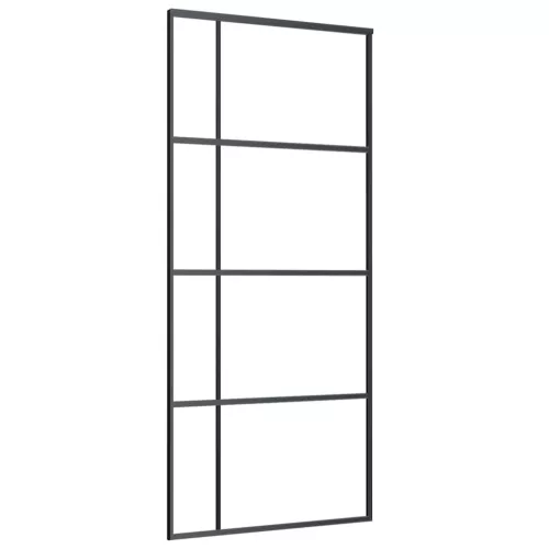 Fekete ESG üveg és alumínium tolóajtó 90 x 205 cm