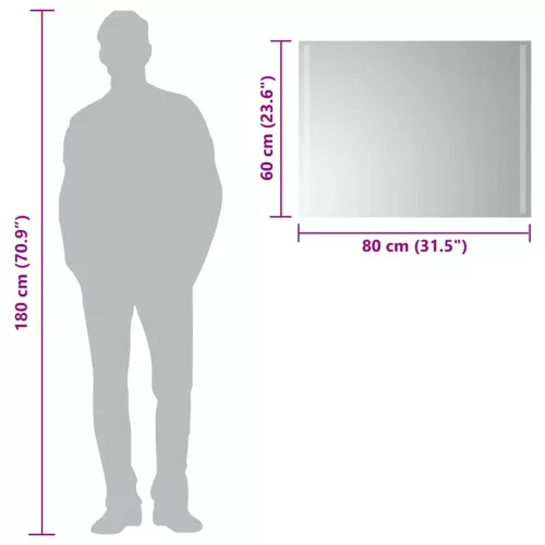 LED-es fürdőszobatükör 80x60 cm