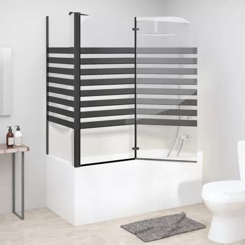 Csíkos edzett üveg fürdőparaván 120 x 68 x 130 cm