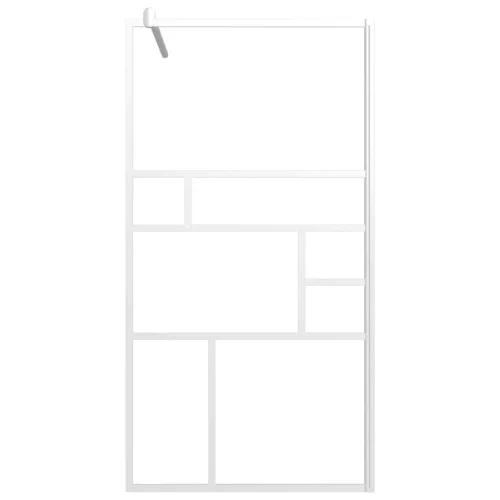 Fehér ESG üveg zuhanyfal küszöb nélküli zuhanyhoz 100x195 cm