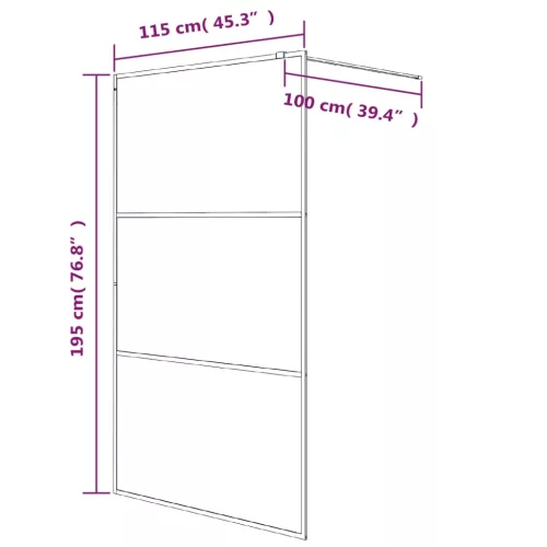 Fekete selyemmatt ESG üveg zuhanyfal 115x195 cm