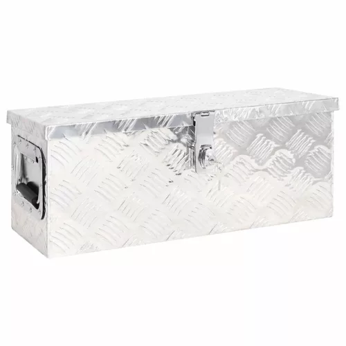 Ezüstszínű alumínium tárolóláda 60 x 23,5 x 23 cm