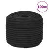 Teljesen fekete polipropilén hajókötél 14 mm 100 m