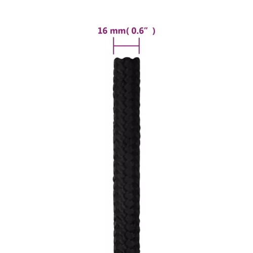 Teljesen fekete polipropilén hajókötél 16 mm 50 m