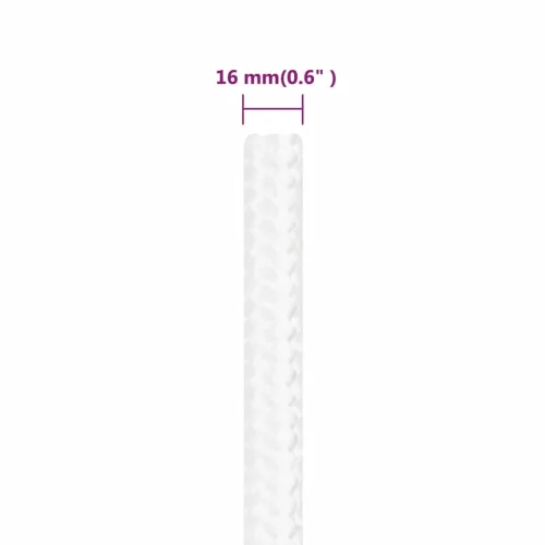 Teljesen fehér polipropilén hajókötél 16 mm 25 m