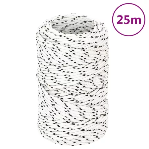 Fehér poliészter fonott csónakkötél 2 mm x 25 m
