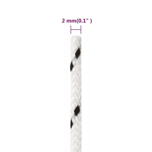 Fehér poliészter fonott csónakkötél 2 mm x 250 m