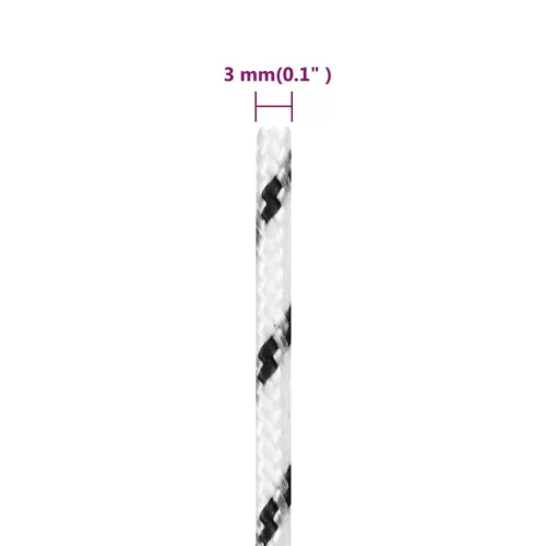 Fehér poliészter fonott csónakkötél 3 mm x 25 m